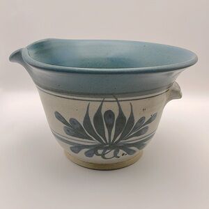 Vintage Emerson Creek Pottery, Bedford, VA 1987, Blue & Grey Bowl w/ Pour Spout